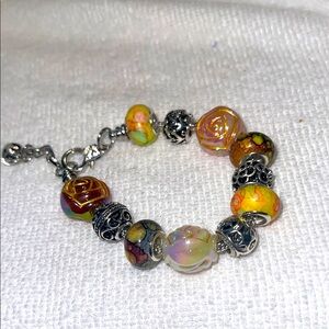 Colorful Beaded Bracelet with Silver Accents